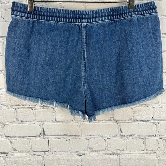 Aerie Women's Mid Rise Elastic Waist Denim Jeans Shorts, Size Large, Medium Wash - Picture 6 of 12